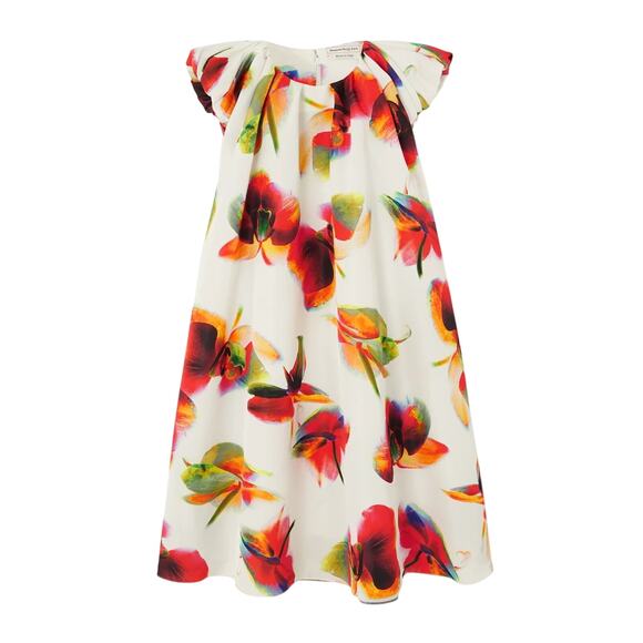 Alexander McQueen Dresses & Skirts - Alexander Mcqueen Gathered White Orchid Print Faille Mini Dress Size IT 40 / US